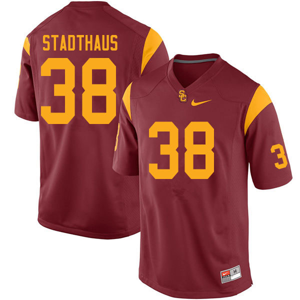 Men #38 Alex Stadthaus USC Trojans College Football Jerseys Sale-Cardinal
